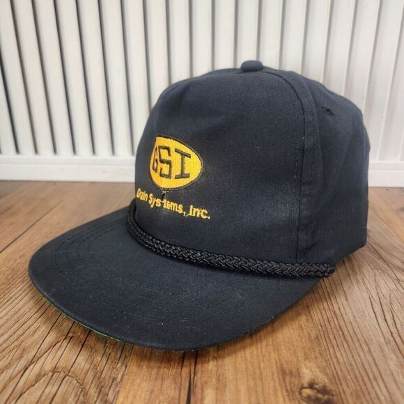 VTG Grain Systems, Inc. GSI Snapback Hat Cap Black Farmer Rope Promo Embroidered - Picture 1 of 10
